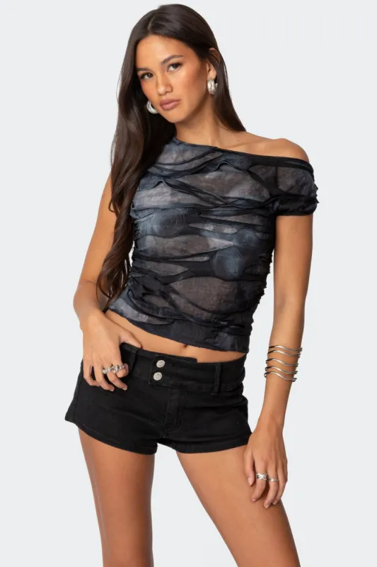 Shredded Asymmetric Top sold by Edikted
