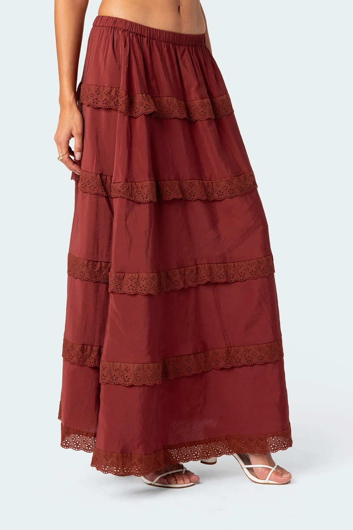 Tiered Lace Trim Maxi Skirt sold by Edikted product image thumbnail 3