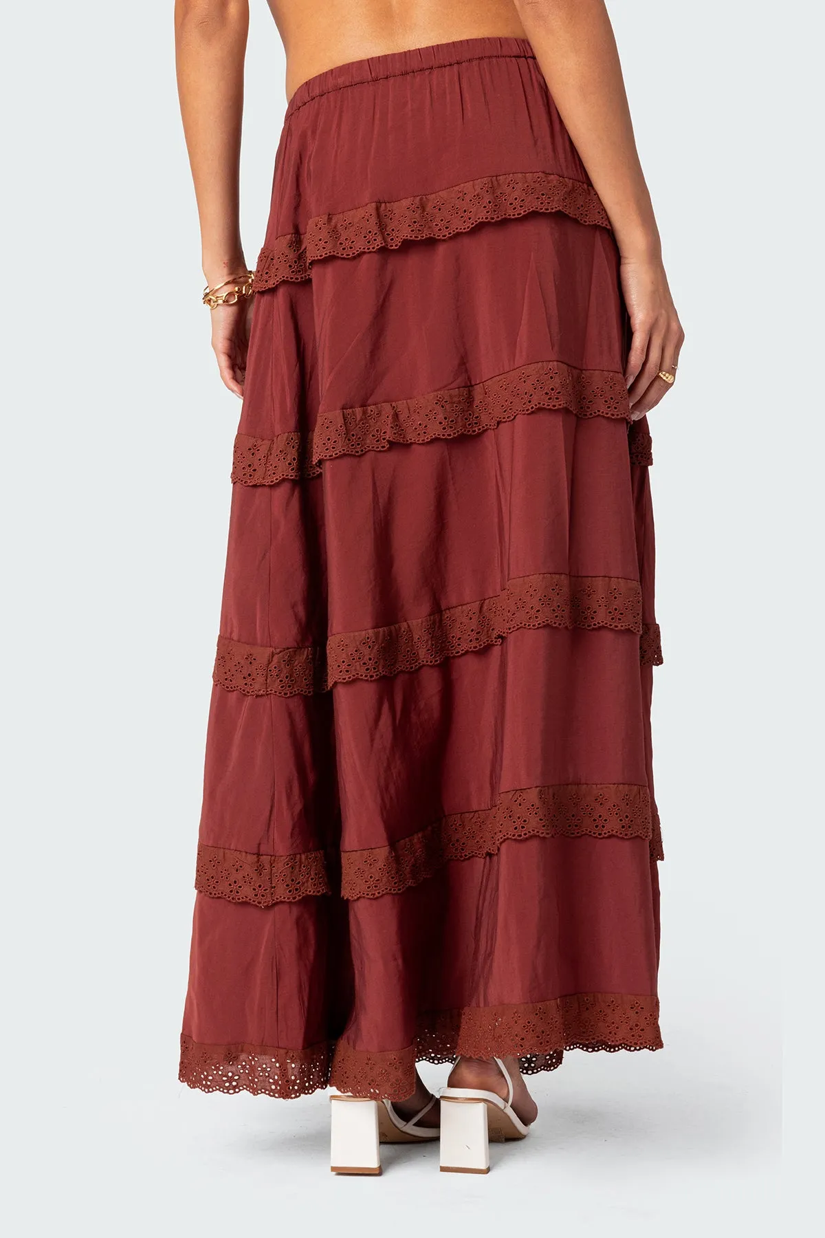 Tiered Lace Trim Maxi Skirt sold by Edikted product image thumbnail 4