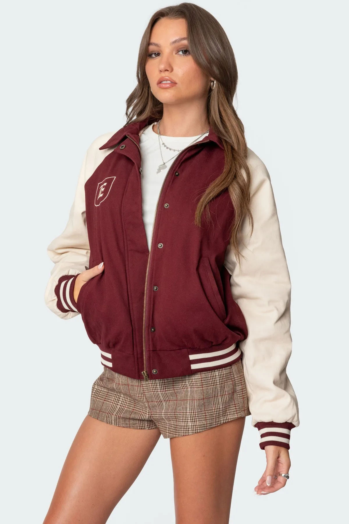 Varsity Oversized Bomber Jacket sold by Edikted product image thumbnail 3