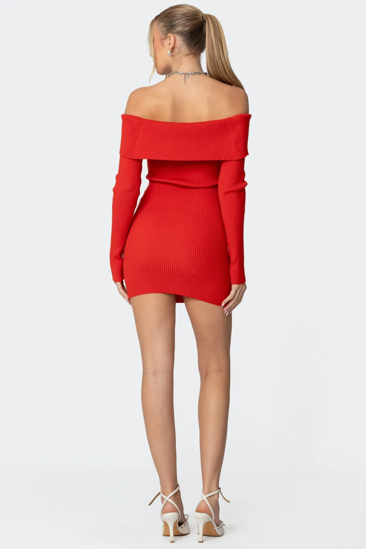 Evi Fold Over Knit Mini Dress sold by Edikted product image thumbnail 4