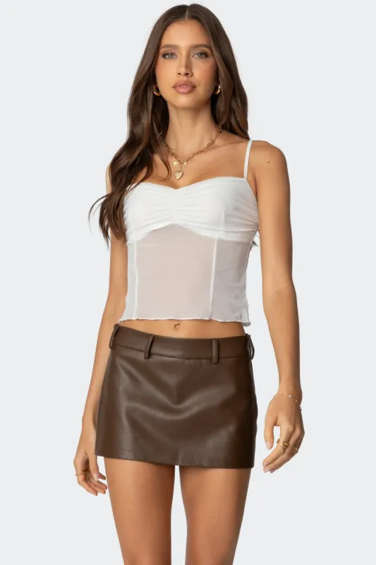 Viv Ruched Sheer Mesh Top sold by Edikted
