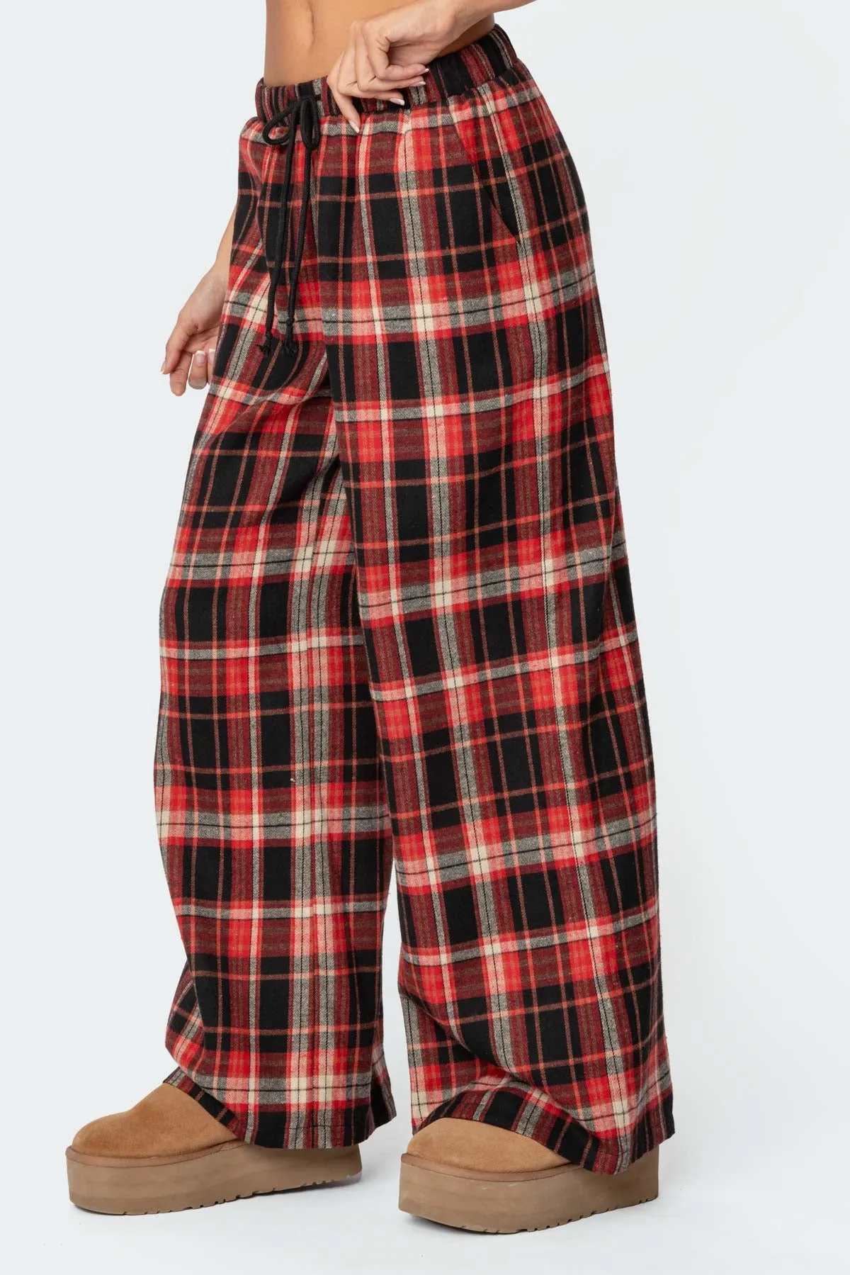 Lounge Around Plaid Wide Leg Pants sold by Edikted product image thumbnail 3