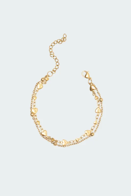 Double Chain Heart Bracelet sold by Edikted