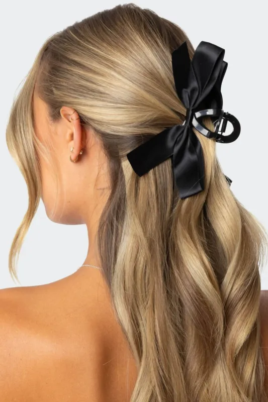 Satin Effect Bow Hair Clip sold by Edikted