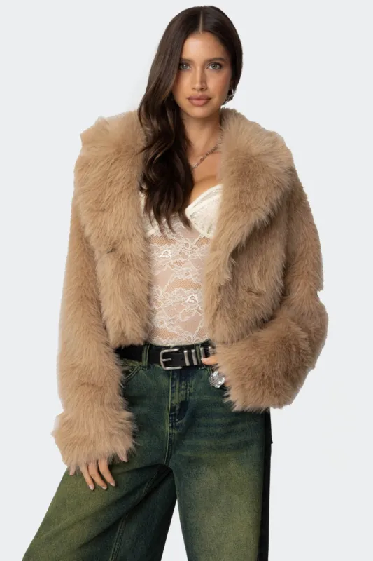 Sierra Oversized Faux Fur Jacket sold by Edikted