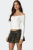 Nattie Off Shoulder V Neck Top sold by Edikted