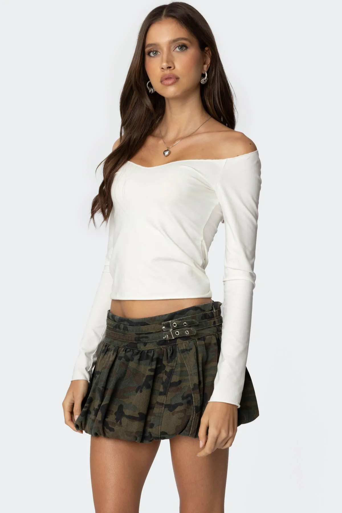 Nattie Off Shoulder V Neck Top sold by Edikted product image thumbnail 3