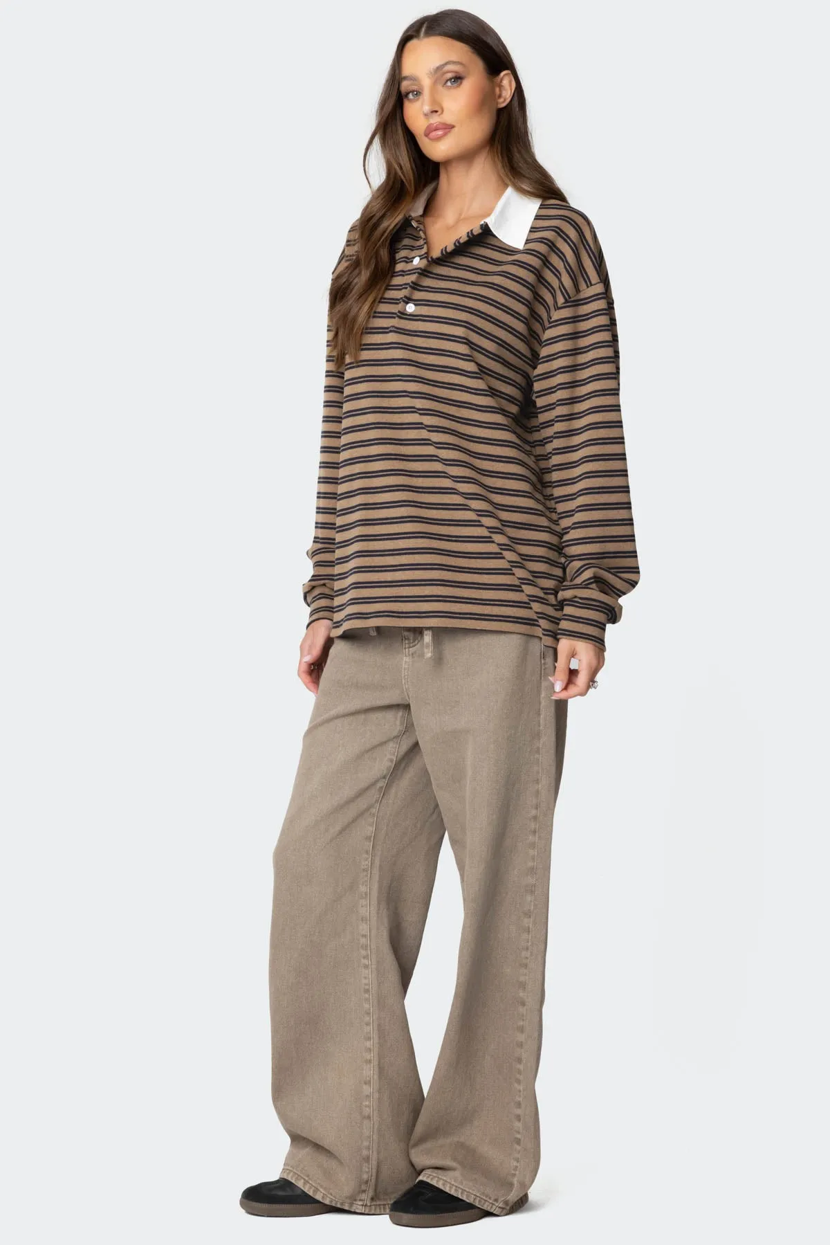 Stripey Oversized Collared Shirt sold by Edikted product image thumbnail 4