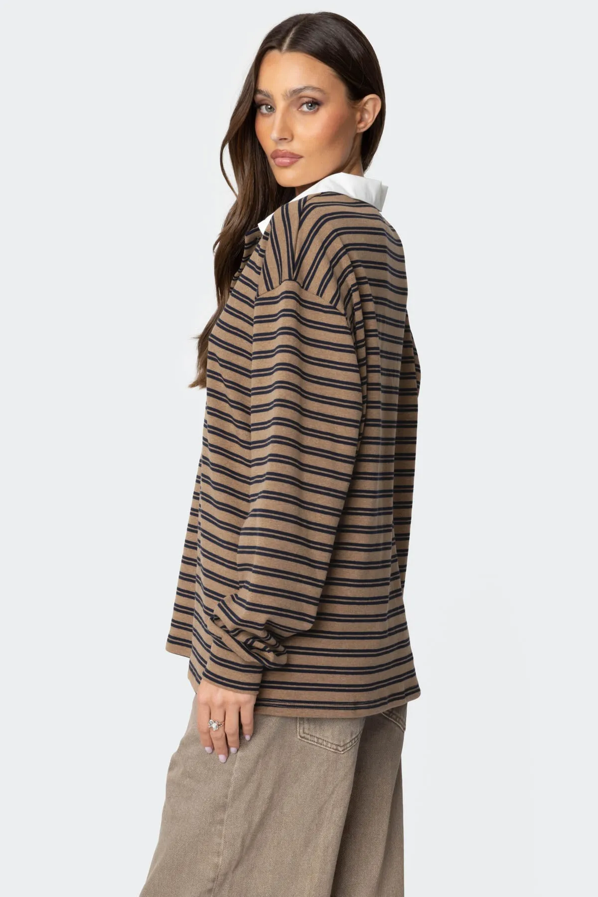 Stripey Oversized Collared Shirt sold by Edikted product image thumbnail 5