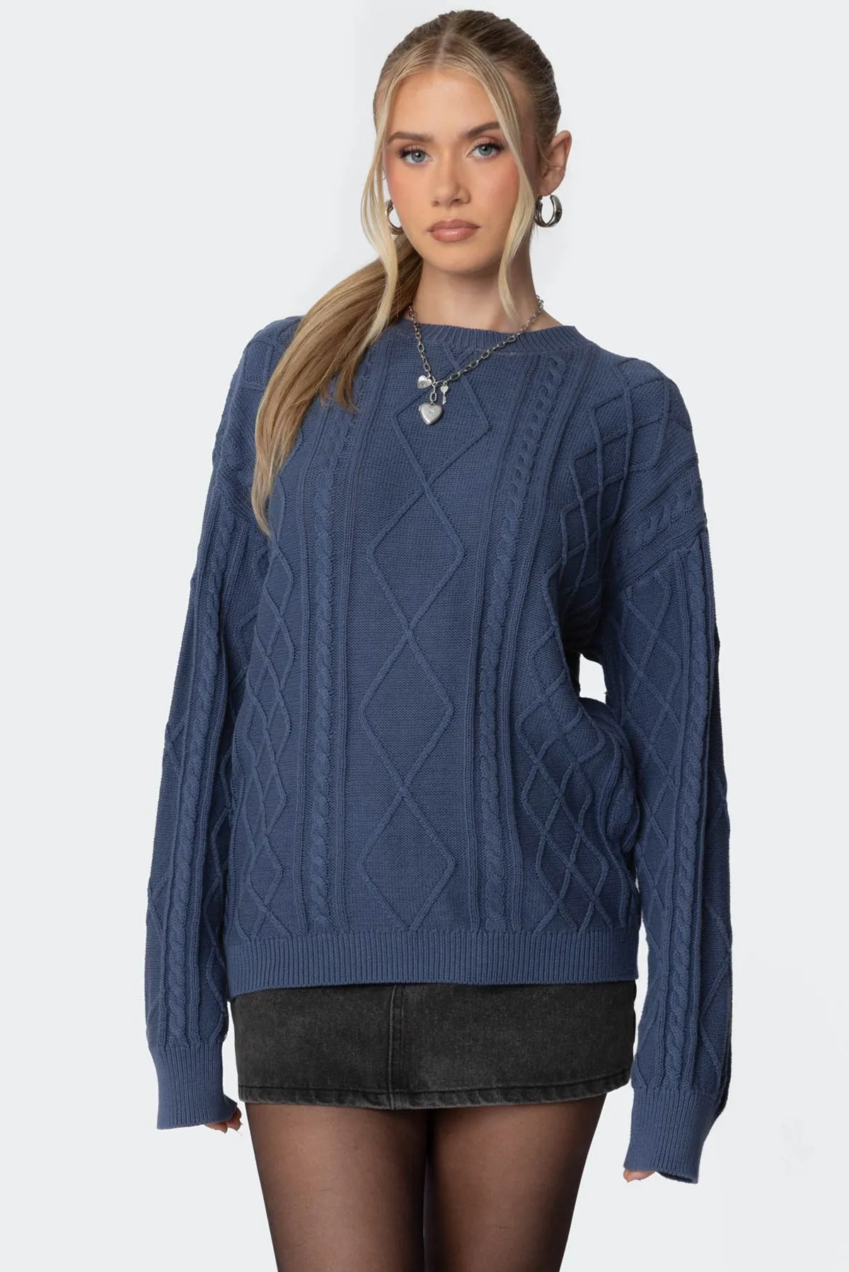 Jessy Cable Knit Oversized Sweater sold by Edikted product image thumbnail 2