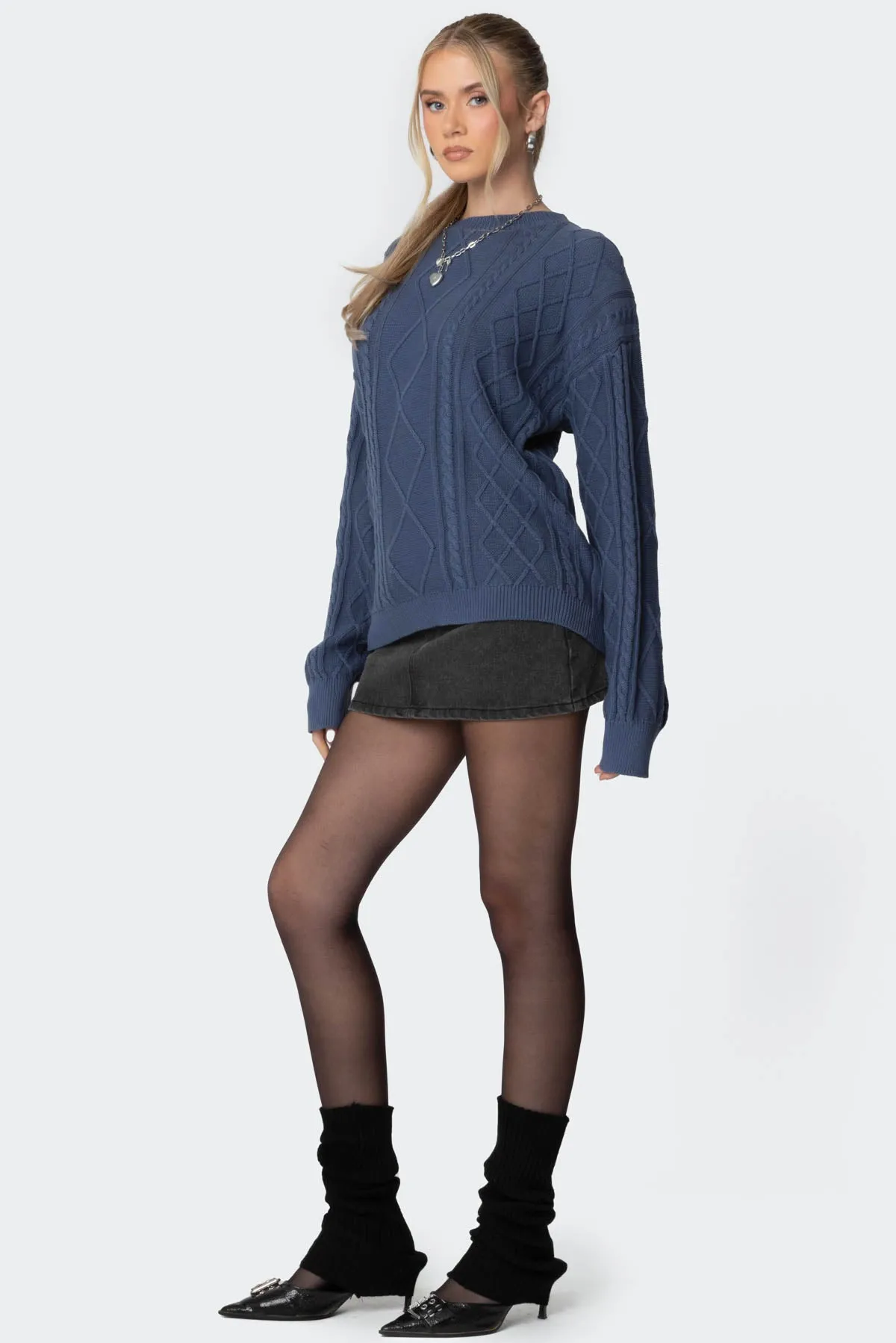 Jessy Cable Knit Oversized Sweater sold by Edikted product image thumbnail 4