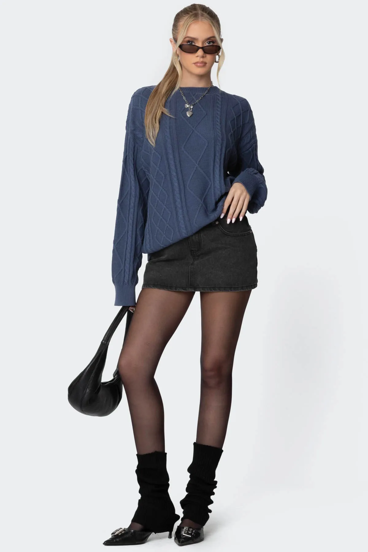 Jessy Cable Knit Oversized Sweater sold by Edikted product image thumbnail 3