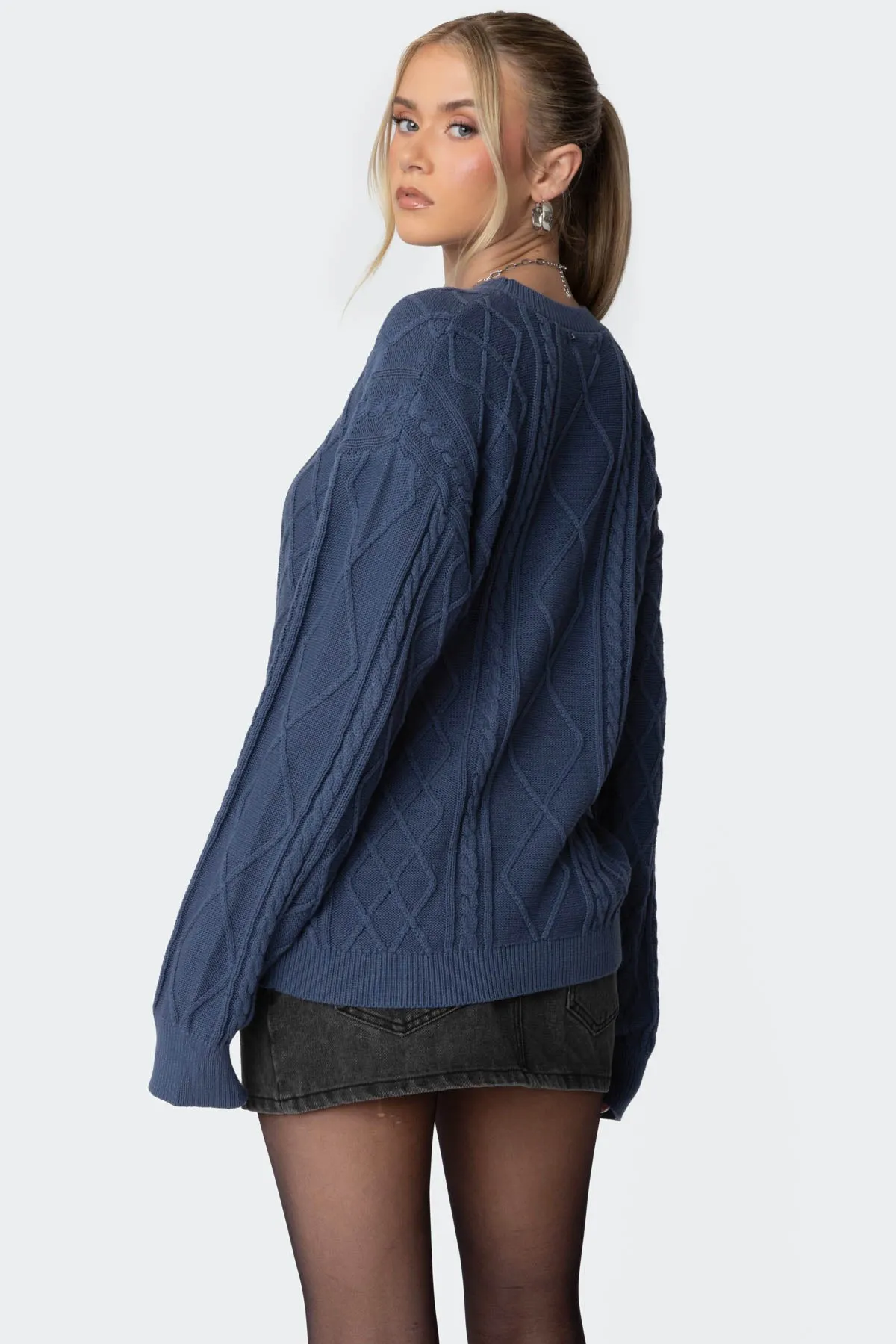 Jessy Cable Knit Oversized Sweater sold by Edikted product image thumbnail 5