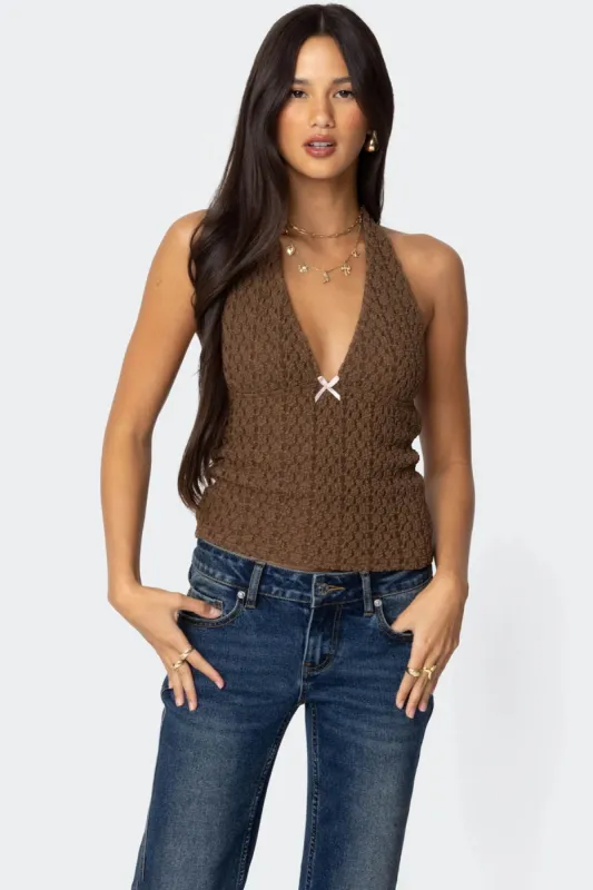 Willow Textured Halter Top sold by Edikted