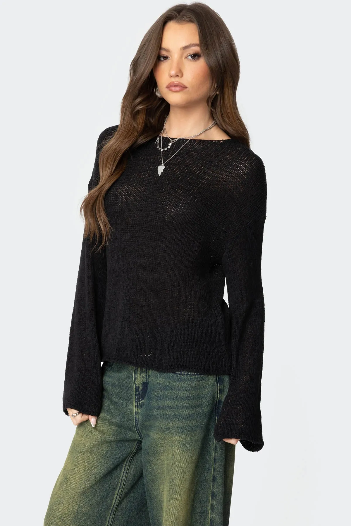 Drop Shoulder Light Knit Sweater sold by Edikted product image thumbnail 3