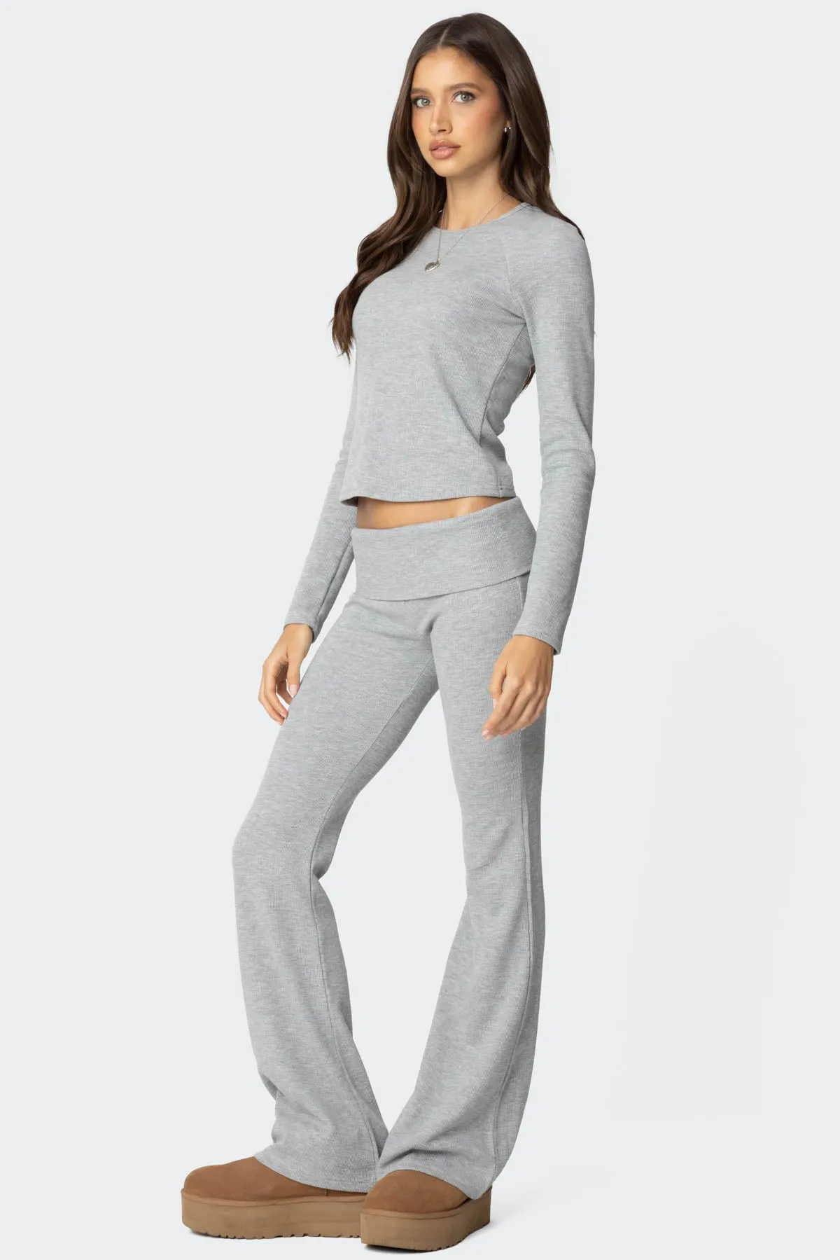 Sab Fold Over Waffle Knit Pants sold by Edikted product image thumbnail 4