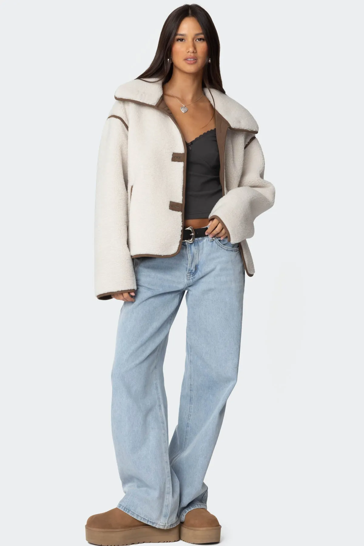 Frost Oversized Faux Shearling Jacket sold by Edikted product image thumbnail 3