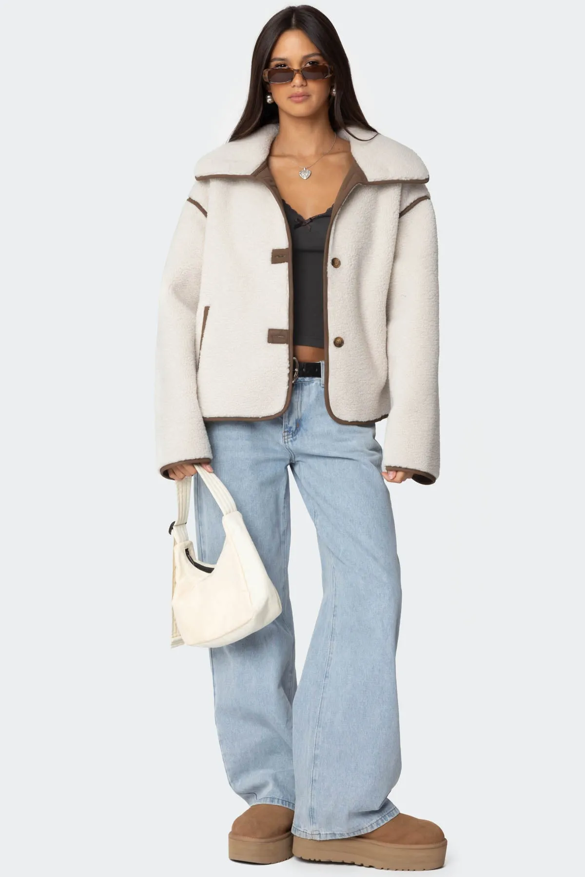 Frost Oversized Faux Shearling Jacket sold by Edikted product image thumbnail 2