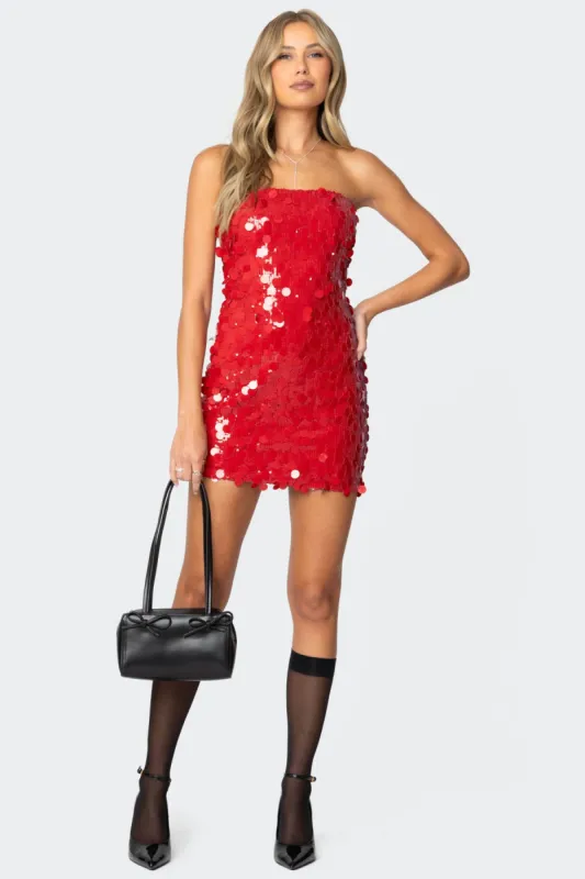 Samba Sequin Strapless Mini Dress sold by Edikted
