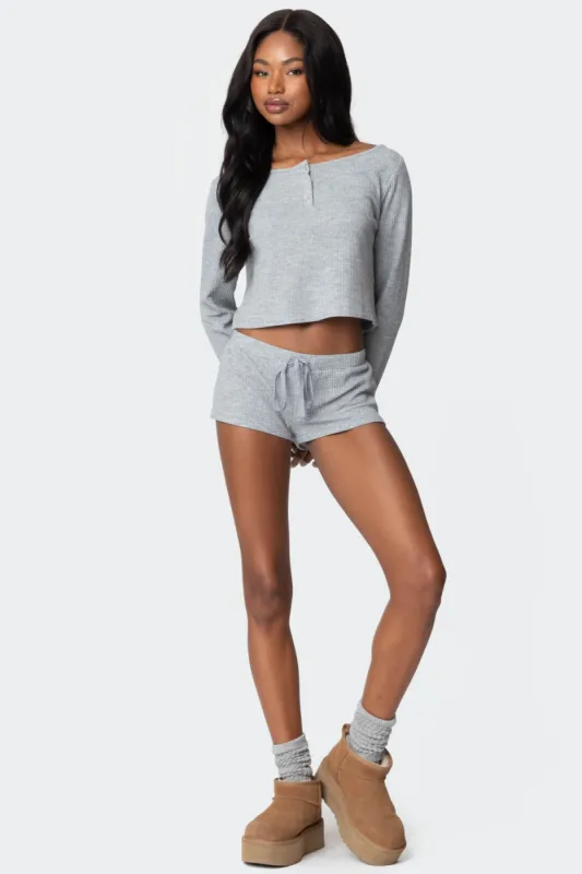 Teddy Waffle Shorts sold by Edikted