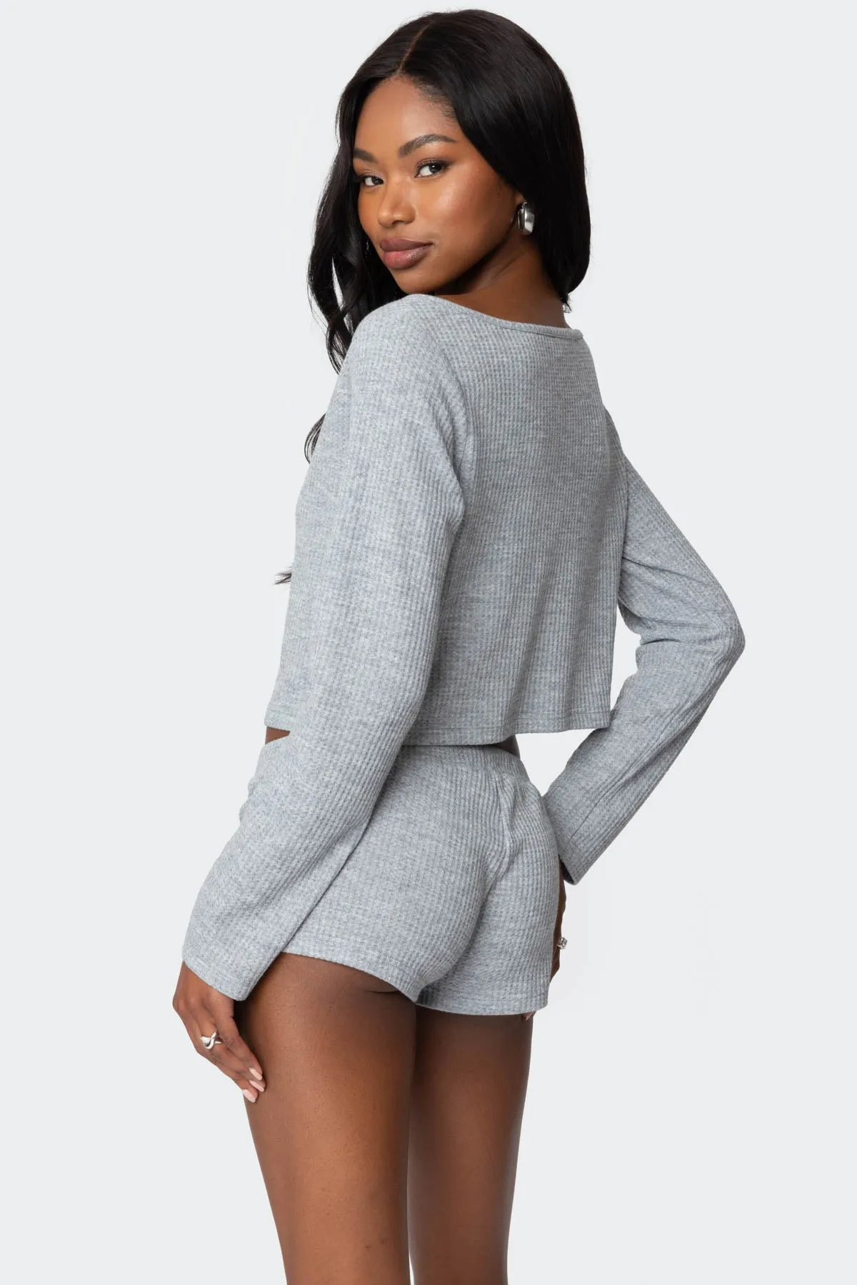 Teddy Waffle Shorts sold by Edikted product image thumbnail 5