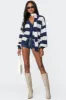 Striped Two Piece Knit Scarf Cardigan sold by Edikted