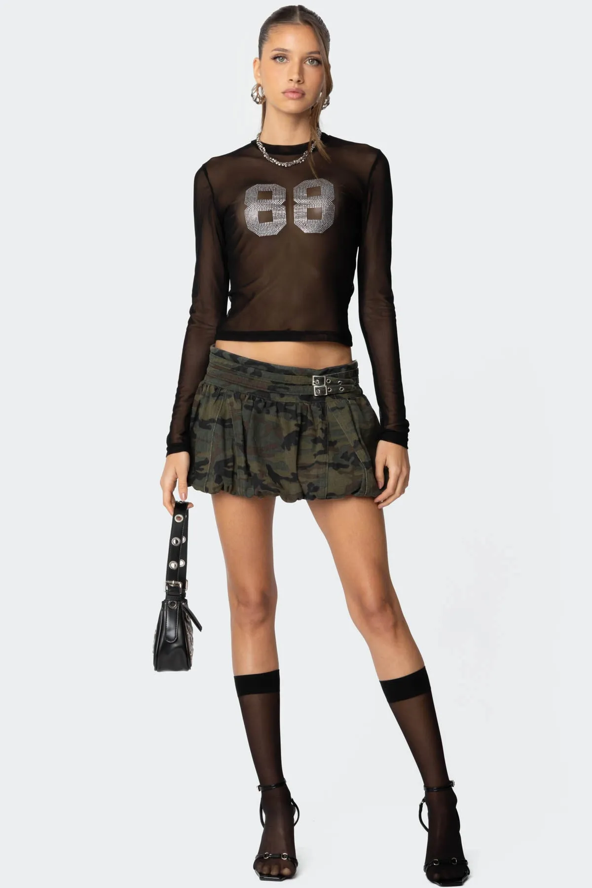 88 Rhinestone Sheer Mesh Top sold by Edikted product image thumbnail 2