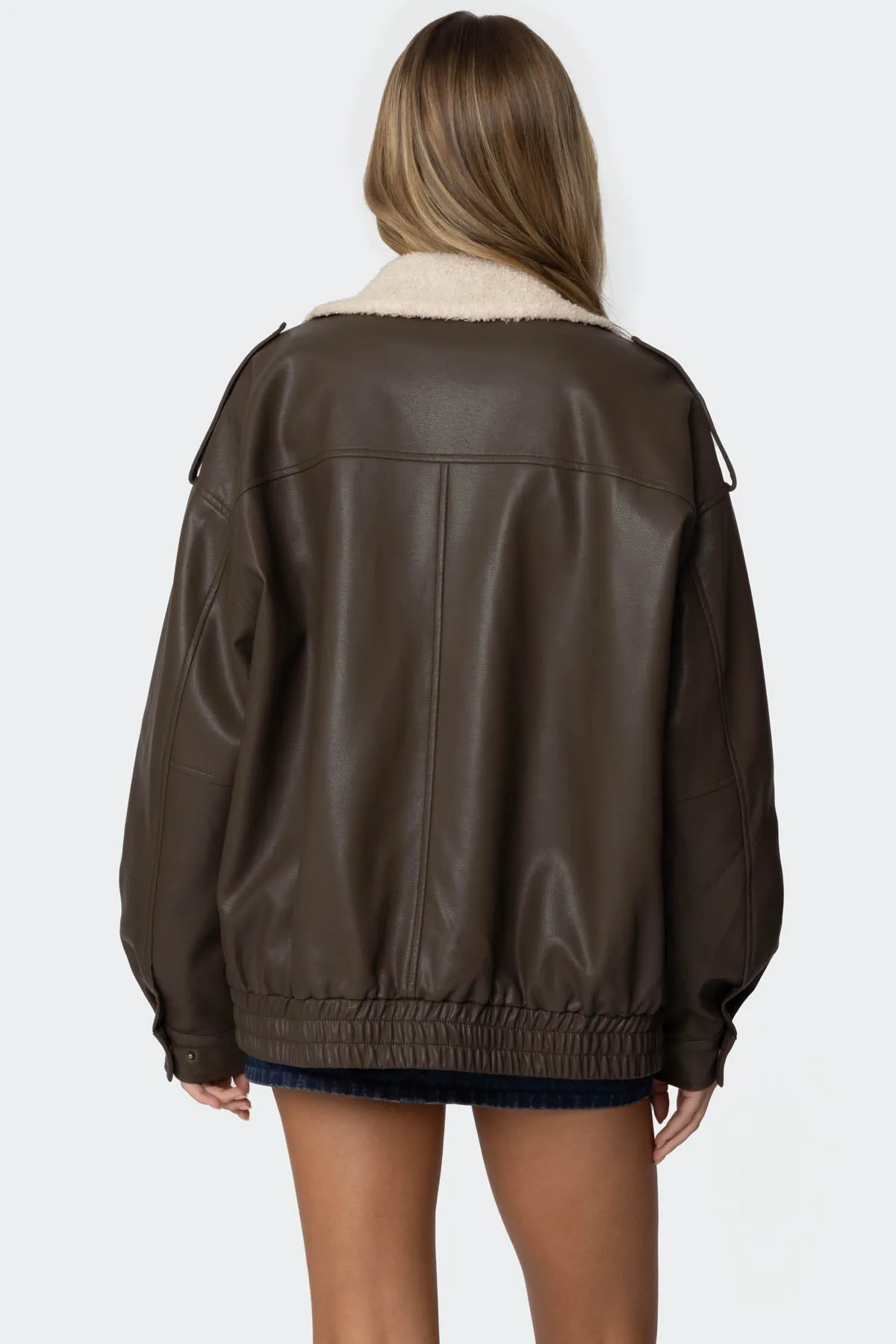 Ann Oversized Faux Leather Jacket sold by Edikted product image thumbnail 5