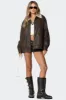 Ann Oversized Faux Leather Jacket sold by Edikted