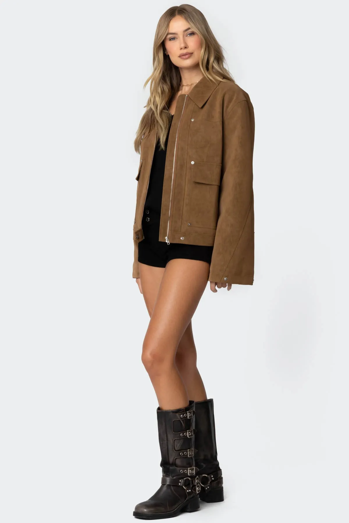 Annabelle Oversized Faux Suede Jacket sold by Edikted product image thumbnail 4