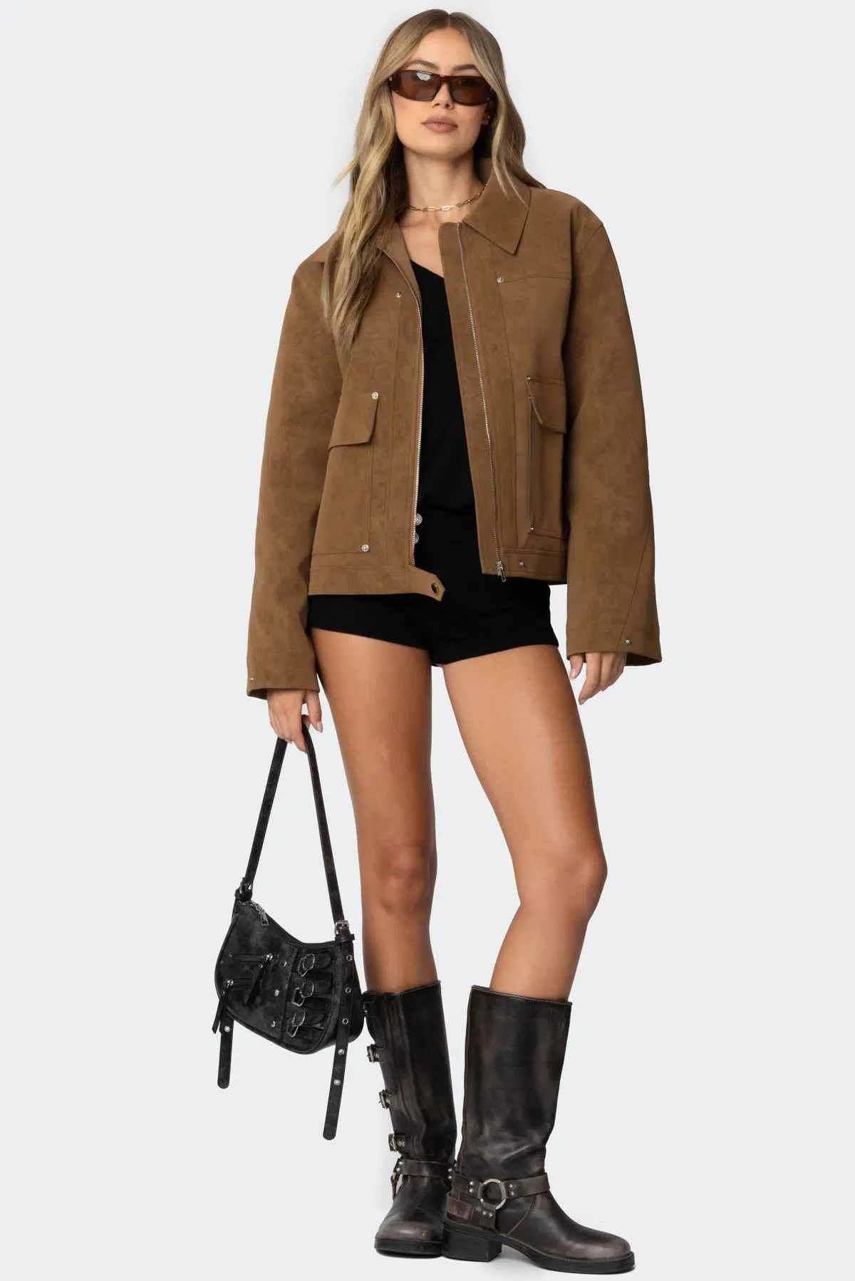 Annabelle Oversized Faux Suede Jacket sold by Edikted product image thumbnail 2