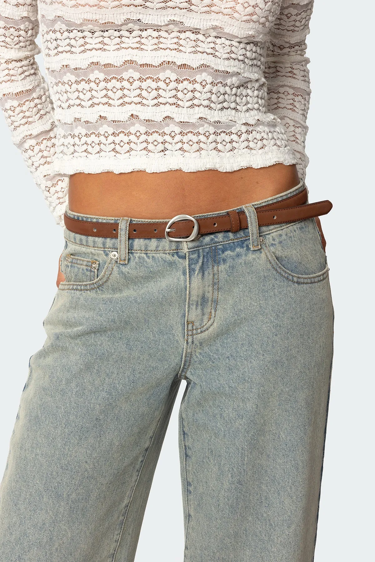 Faux Suede Slim Belt sold by Edikted