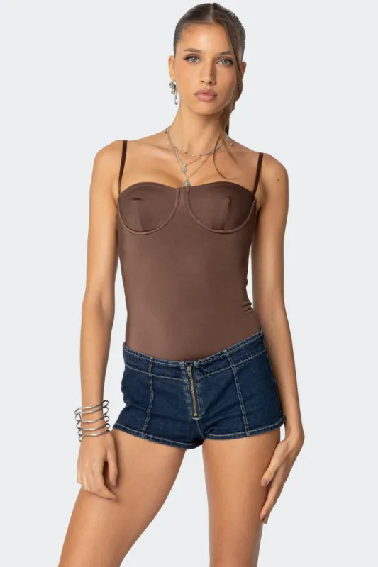 Laurel Shiny Cupped Bodysuit made by Edikted