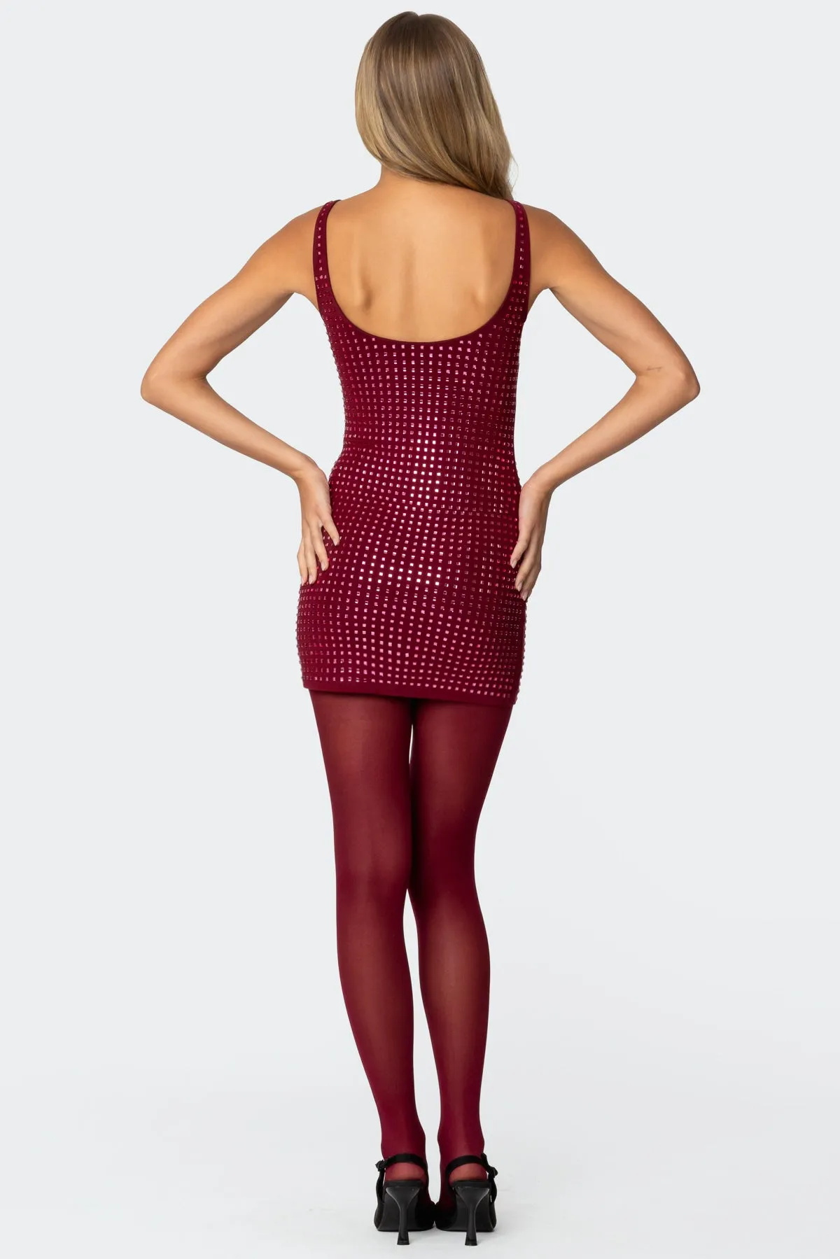 Rhinestone Mesh Mini Dress sold by Edikted product image thumbnail 5