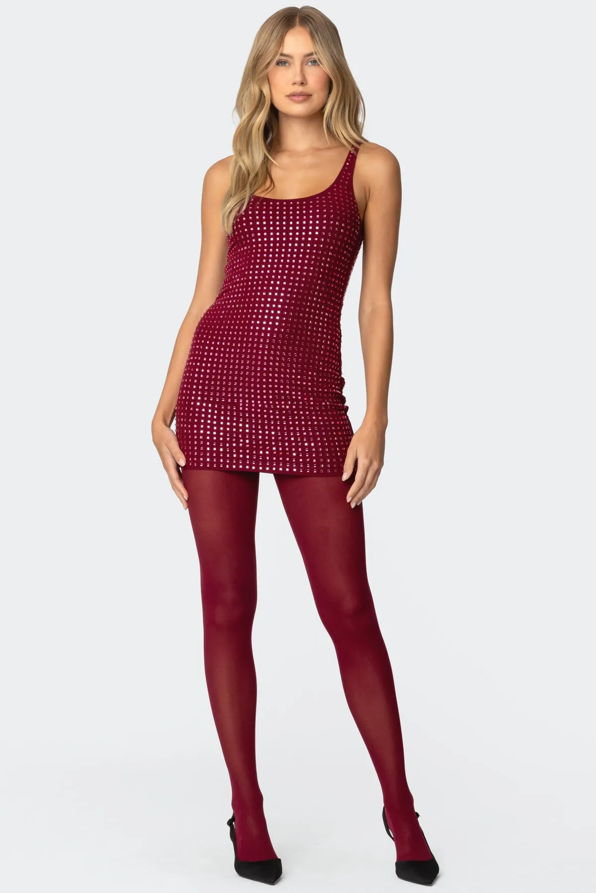 Rhinestone Mesh Mini Dress sold by Edikted product image thumbnail 2