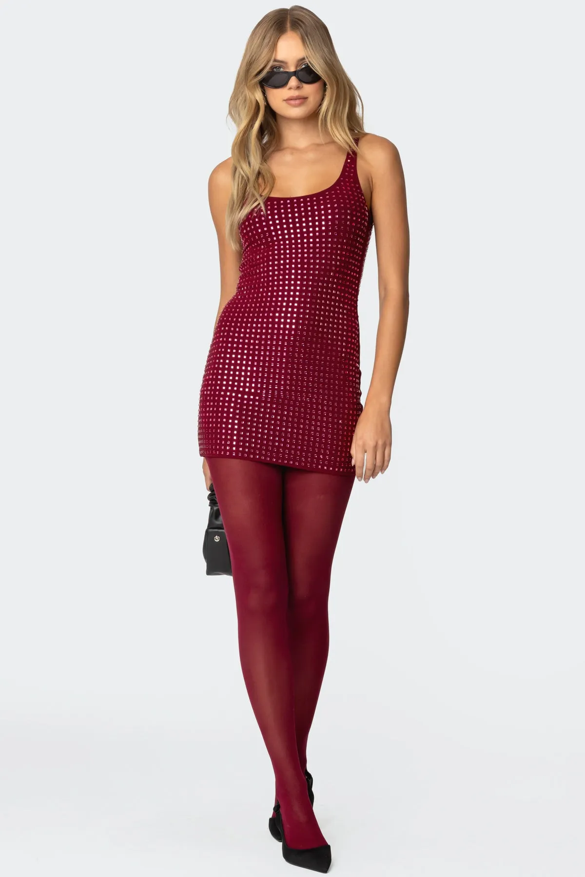 Rhinestone Mesh Mini Dress sold by Edikted product image thumbnail 4