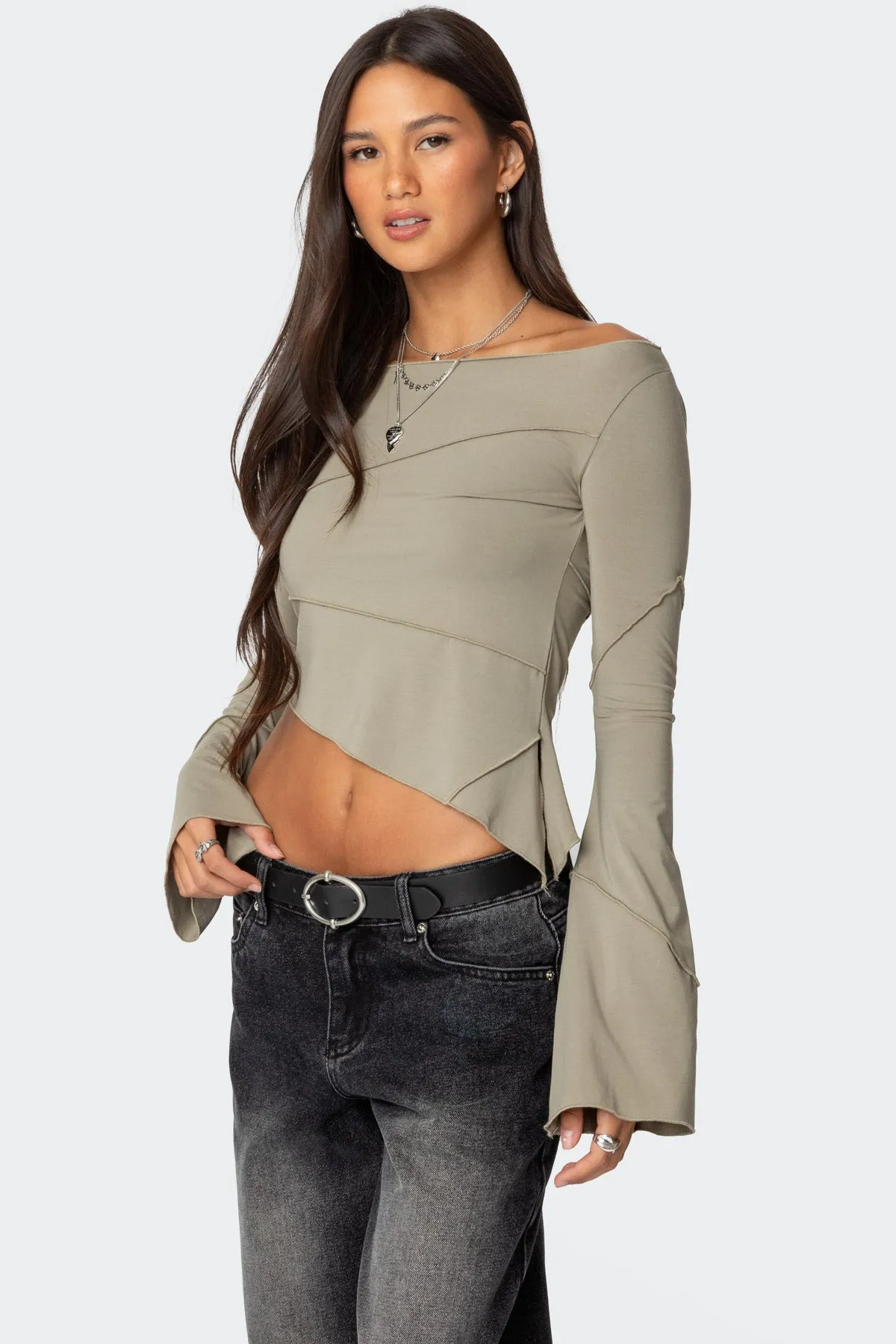 Maura Boat Neck Asymmetric Top sold by Edikted product image thumbnail 3