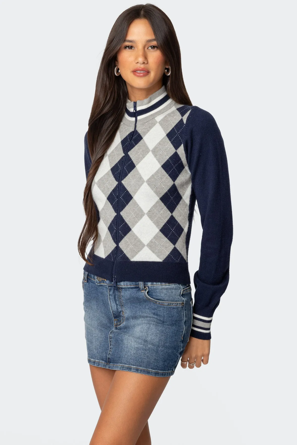 Madisen Argyle Knit Cardigan sold by Edikted product image thumbnail 3