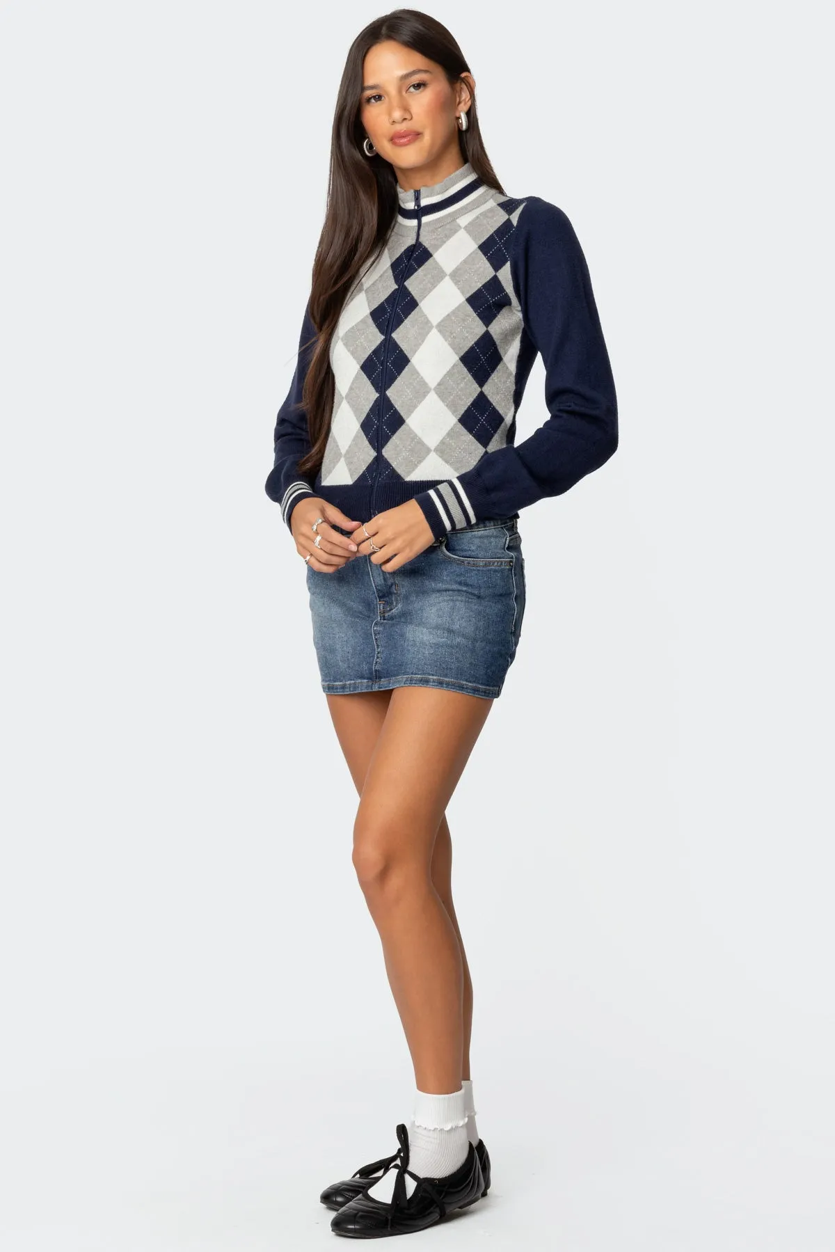 Madisen Argyle Knit Cardigan sold by Edikted product image thumbnail 4