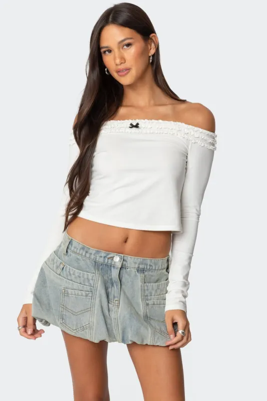 Gia Ruffled Off Shoulder Top sold by Edikted