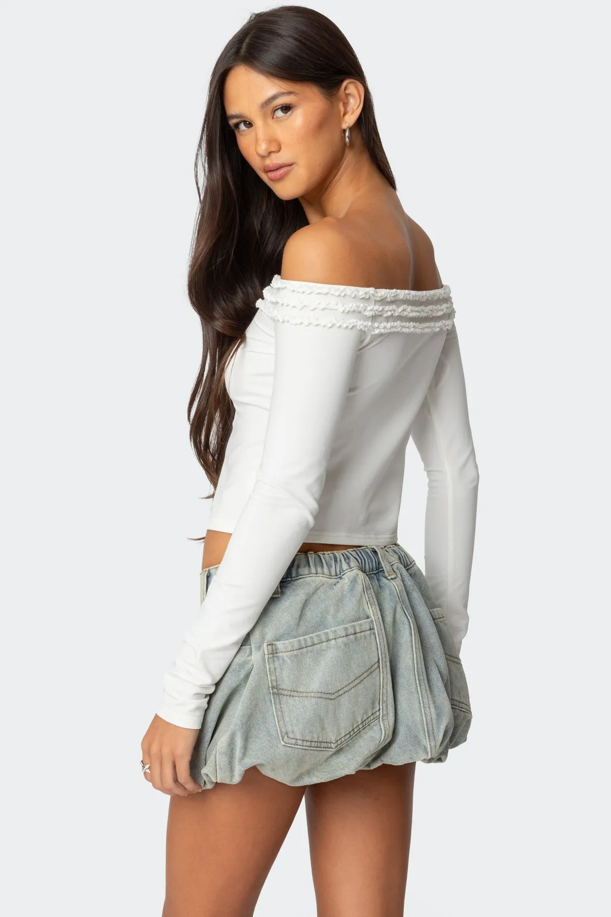 Gia Ruffled Off Shoulder Top sold by Edikted product image thumbnail 4