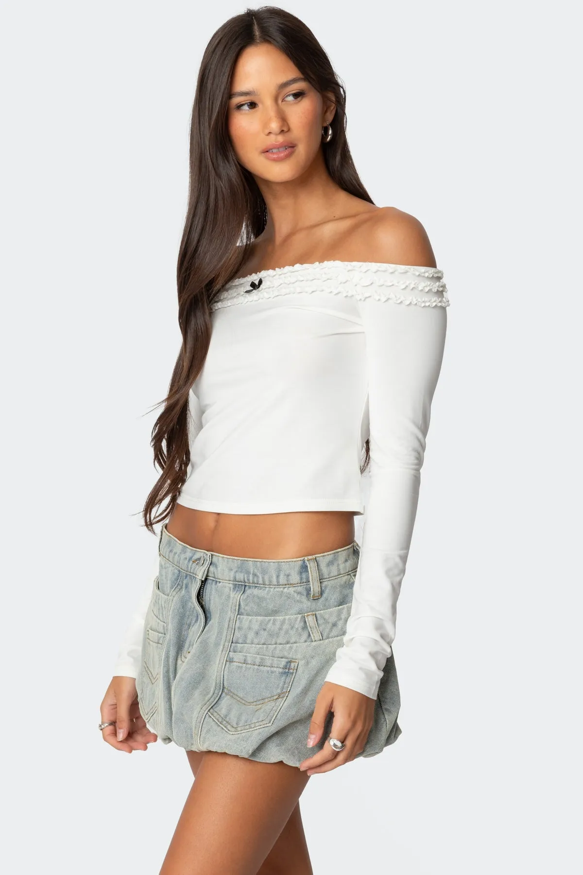 Gia Ruffled Off Shoulder Top sold by Edikted product image thumbnail 3