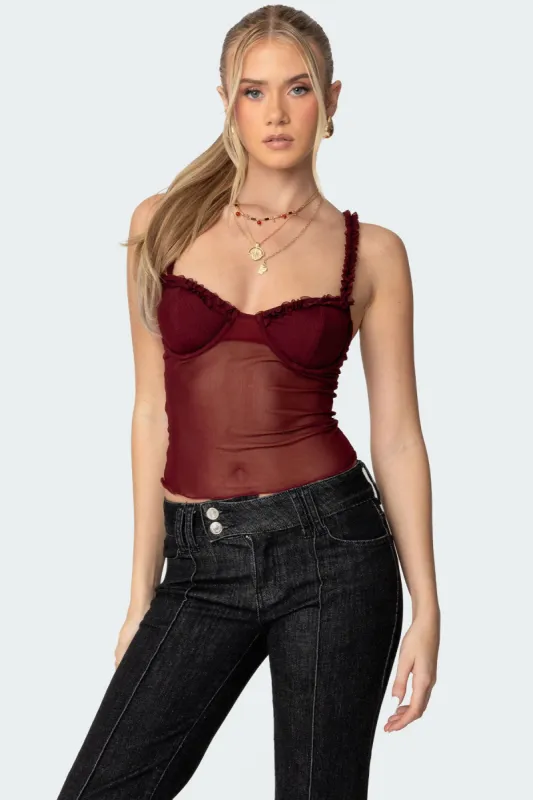 Mercy Sheer Mesh Bra Top made by Edikted