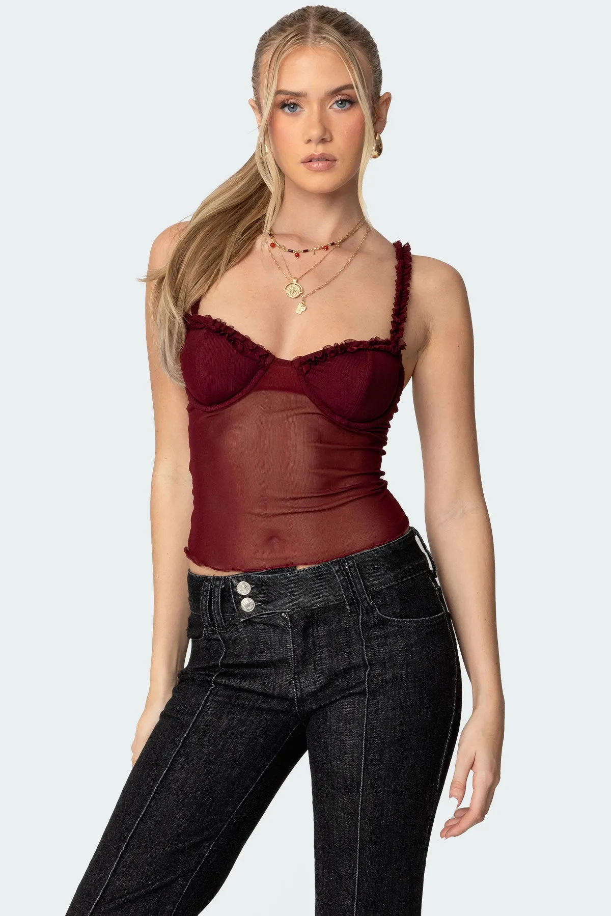 Mercy Sheer Mesh Bra Top sold by Edikted