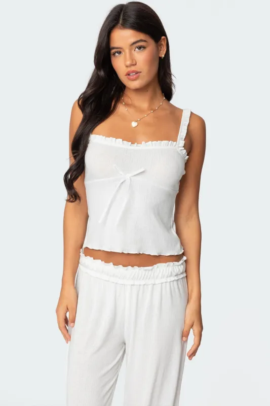 Sylvia Pointelle Tank Top sold by Edikted