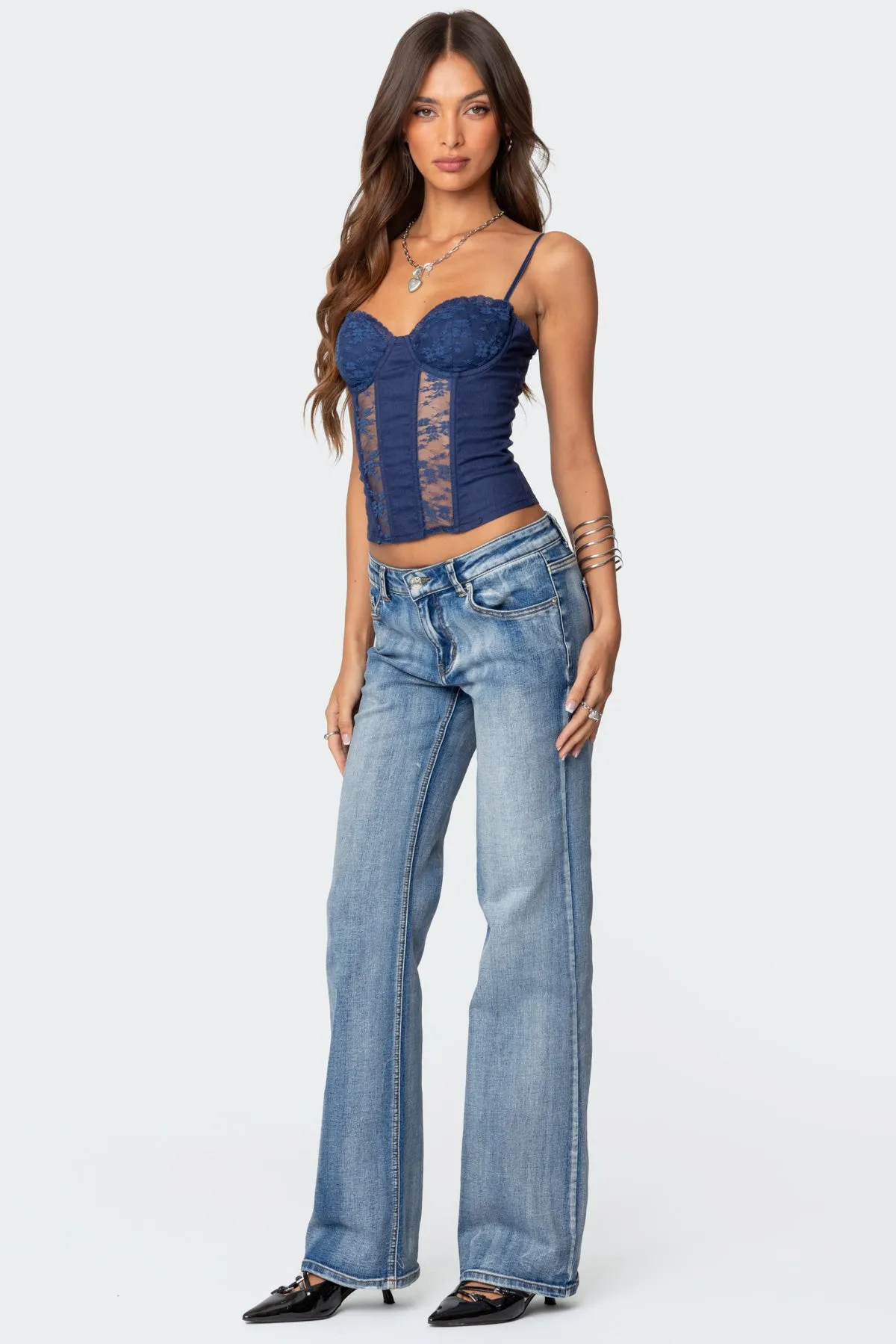 Avena Linen Look Lacey Corset sold by Edikted product image thumbnail 3