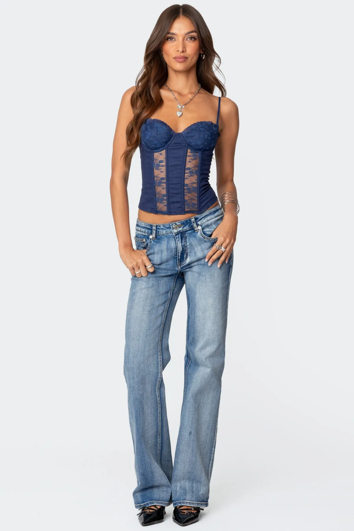 Avena Linen Look Lacey Corset sold by Edikted product image thumbnail 5