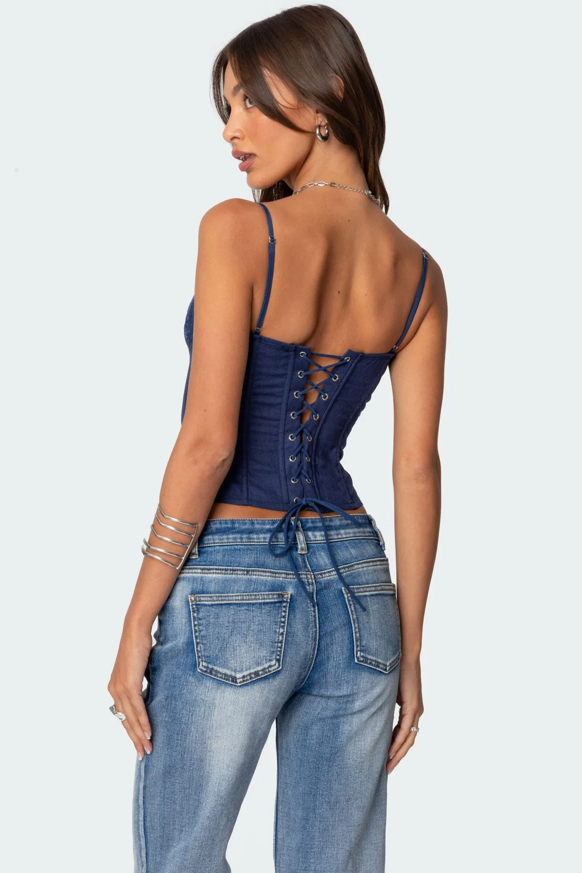 Avena Linen Look Lacey Corset sold by Edikted product image thumbnail 4