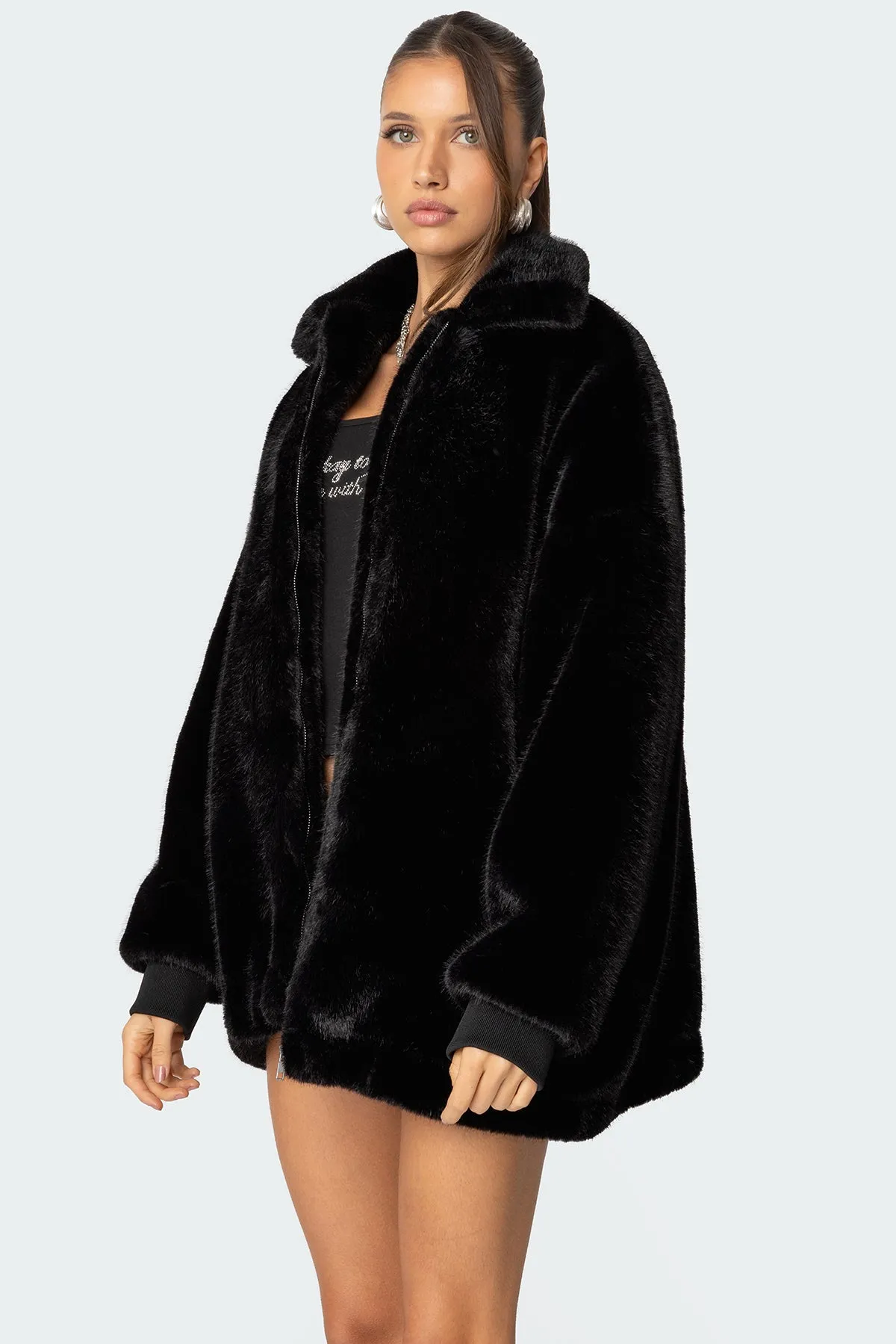 Taylor Oversized Faux Fur Jacket sold by Edikted product image thumbnail 3
